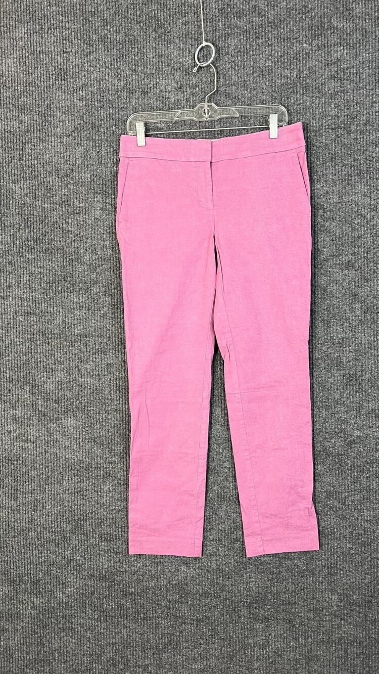 Loft Marisa Pants Womens 4 Pink Ankle Office Business Preppy Hi Rise Stretch